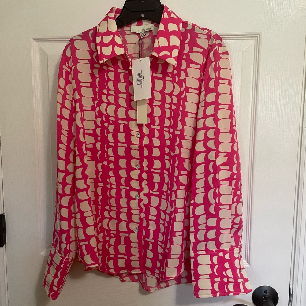Diane Von Furstenberg Pink and Cream Button Down Shirt